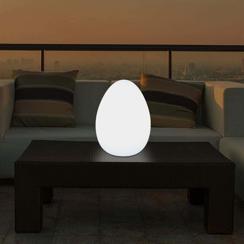 Modern E27 LED Table Lamp for Living Room, Bedroom, Office Desk, 37cm Egg Light, White