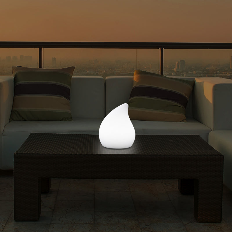 Unique LED Table Lamp for Living Room, 20cm Tall Decorative E27 Tear Drop Light, White