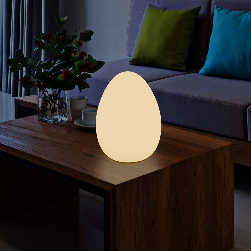 LED Table Lamp for Bedroom with Warm White E27 Bulb, Modern 37cm Egg Light