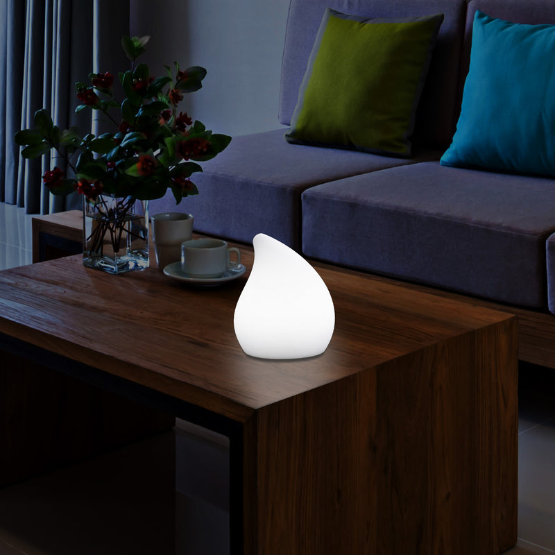 Unique LED Table Lamp for Living Room, 20cm Tall Decorative E27 Tear Drop Light, White