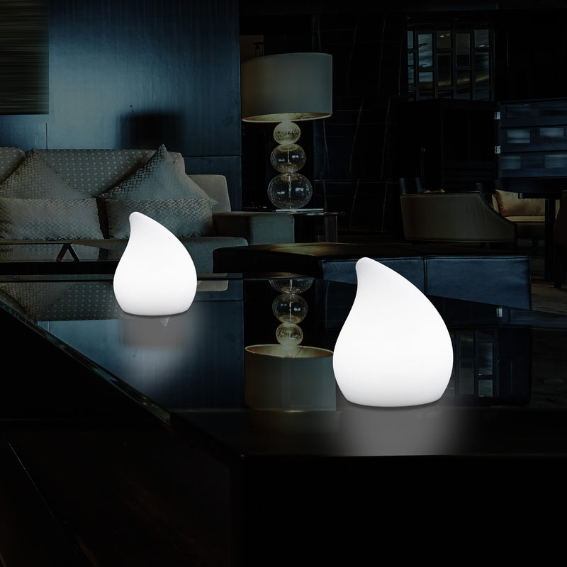 Unique LED Table Lamp for Living Room, 20cm Tall Decorative E27 Tear Drop Light, White