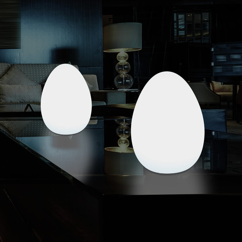 Modern E27 LED Table Lamp for Living Room, Bedroom, Office Desk, 37cm Egg Light, White