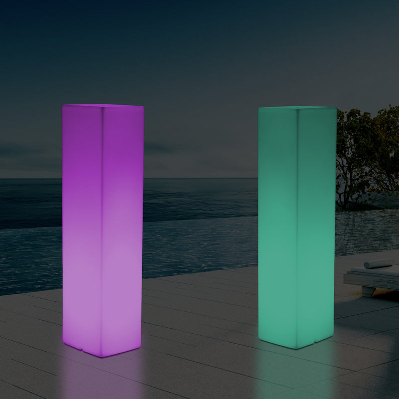 180 cm Tall LED Pillar Plinth Floor Lamp, Outdoor Rechargeable RGB Bollard Column Light