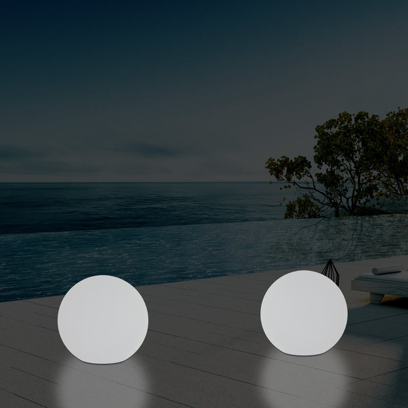 External Garden Ball Floor Lamp, Mains Powered Dimmable RGB Patio Lighting, 40cm 400mm