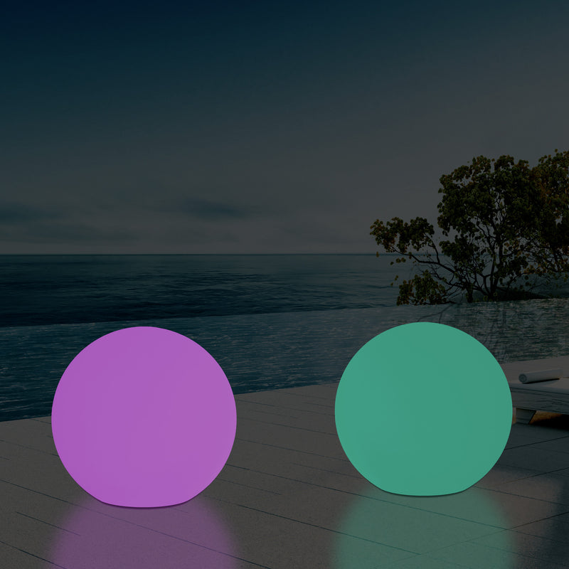 Mains Powered Outdoor Garden Sphere Light, 50cm Multi Colour Globe Orb RGB Floor Lamp