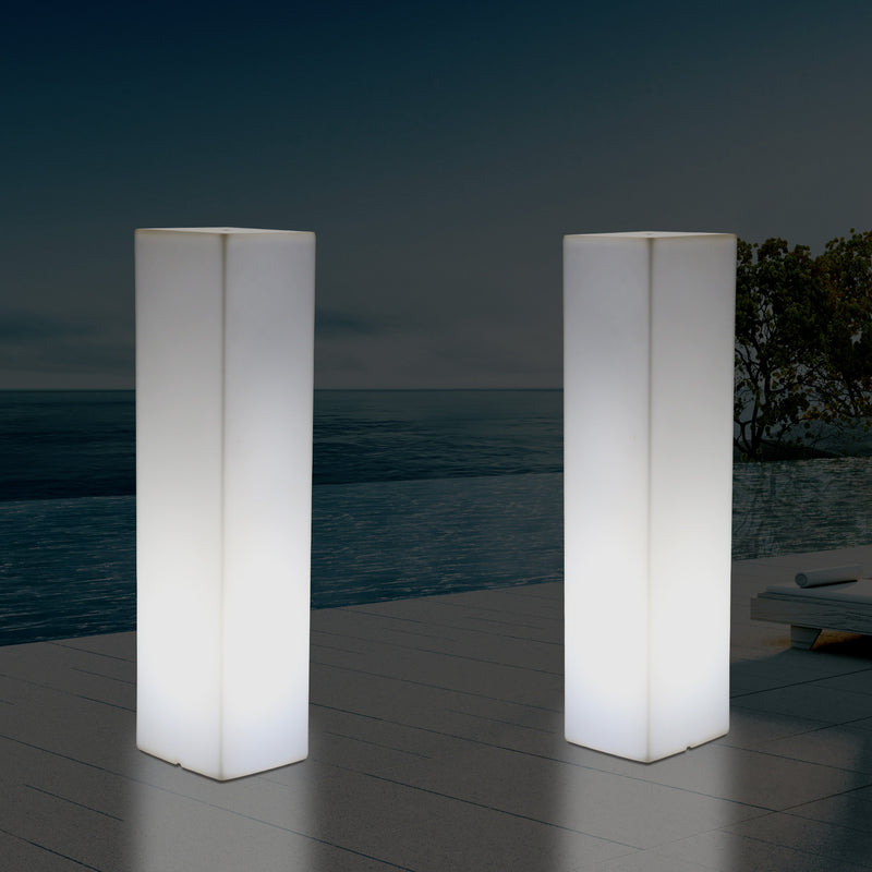 180 cm Tall LED Pillar Plinth Floor Lamp, Outdoor Rechargeable RGB Bollard Column Light