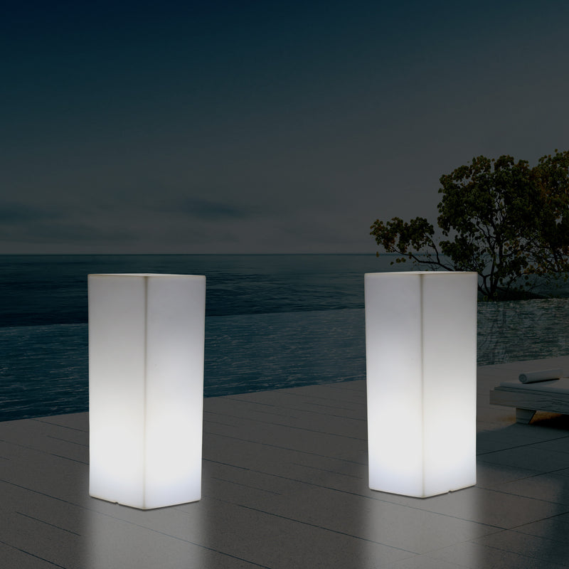 LED Pillar Plinth Column Floor Lamp, Wireless Outdoor Garden Patio Lighting, 110 x 30 cm