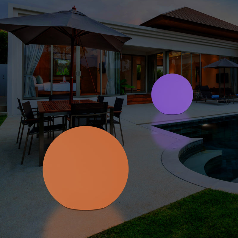Mains Powered Outdoor Garden Sphere Light, 50cm Multi Colour Globe Orb RGB Floor Lamp