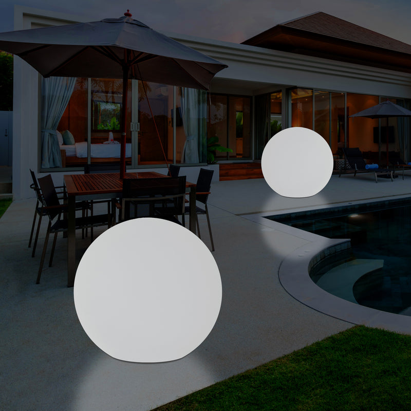 Mains Powered Outdoor Garden Sphere Light, 50cm Multi Colour Globe Orb RGB Floor Lamp