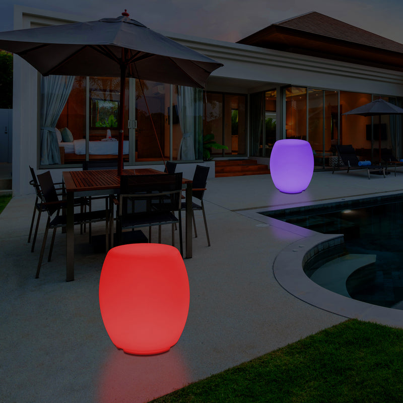 External Garden Colour Changing LED Stool Seat Light, Mains Powered Patio Floor Lamp