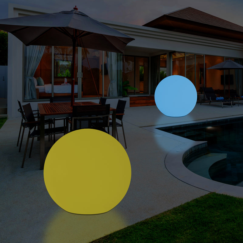 Mains Powered Outdoor Garden Sphere Light, 50cm Multi Colour Globe Orb RGB Floor Lamp