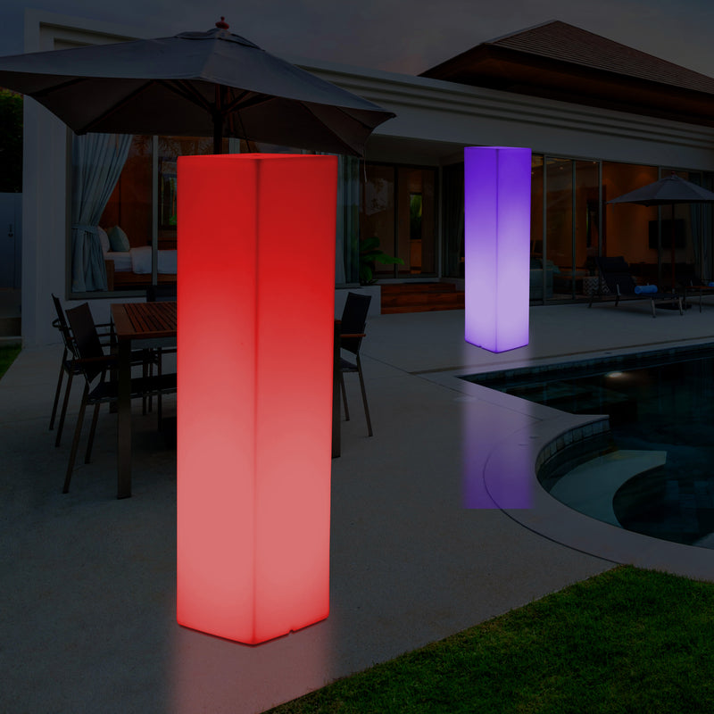 180 cm Tall LED Pillar Plinth Floor Lamp, Outdoor Rechargeable RGB Bollard Column Light