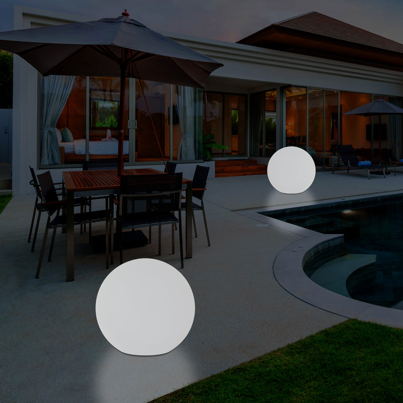 External Garden Ball Floor Lamp, Mains Powered Dimmable RGB Patio Lighting, 40cm 400mm