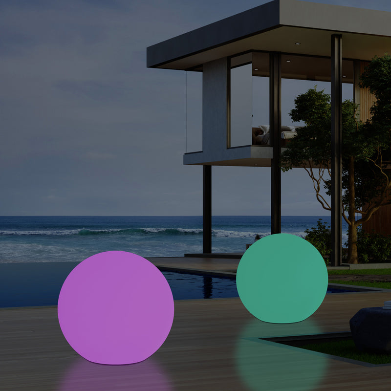 Mains Powered Outdoor Garden Sphere Light, 50cm Multi Colour Globe Orb RGB Floor Lamp