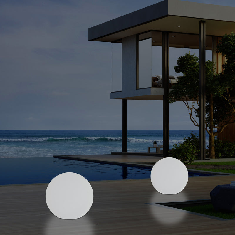 External Garden Ball Floor Lamp, Mains Powered Dimmable RGB Patio Lighting, 40cm 400mm