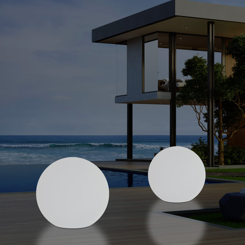 Mains Powered Outdoor Garden Sphere Light, 50cm Multi Colour Globe Orb RGB Floor Lamp