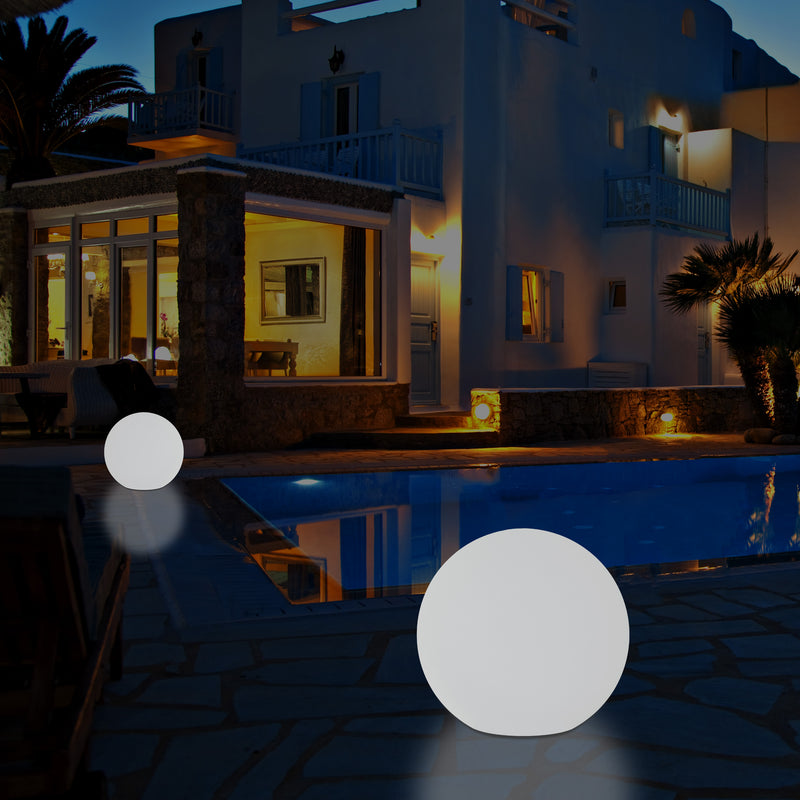 External Garden Ball Floor Lamp, Mains Powered Dimmable RGB Patio Lighting, 40cm 400mm