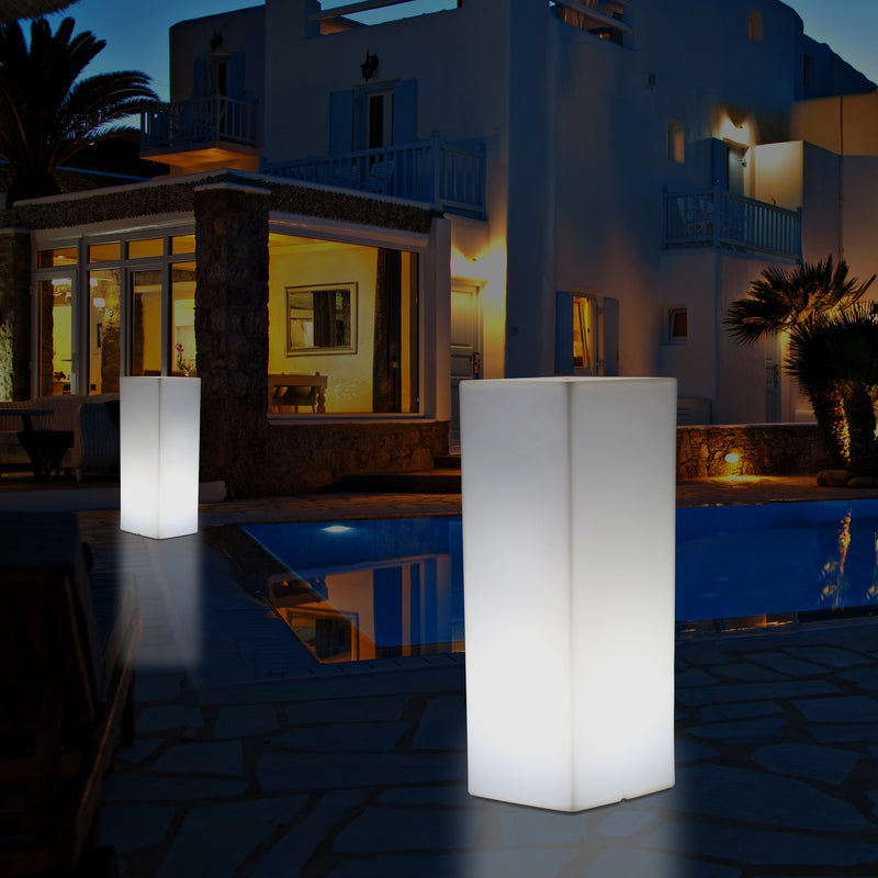 LED Pillar Plinth Column Floor Lamp, Wireless Outdoor Garden Patio Lighting, 110 x 30 cm