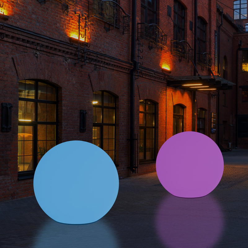 Mains Powered Outdoor Garden Sphere Light, 50cm Multi Colour Globe Orb RGB Floor Lamp