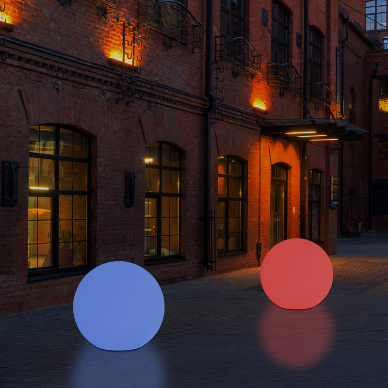 External Garden Ball Floor Lamp, Mains Powered Dimmable RGB Patio Lighting, 40cm 400mm
