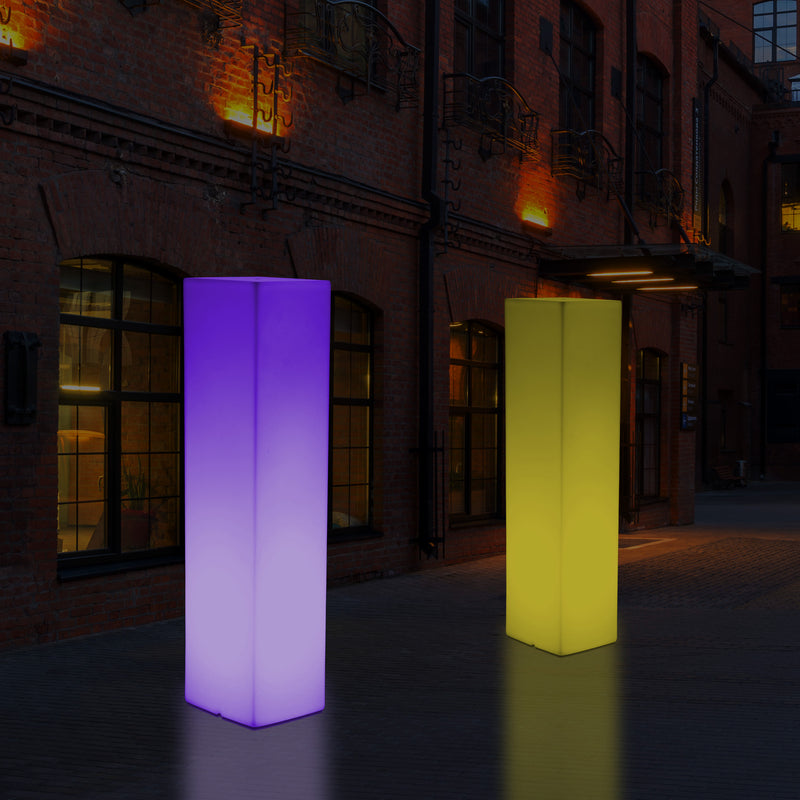 180 cm Tall LED Pillar Plinth Floor Lamp, Outdoor Rechargeable RGB Bollard Column Light