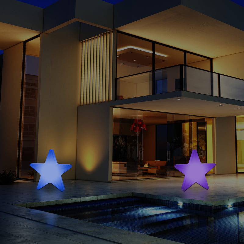 External Garden LED Star Light, Mains Powered RGB Dimmable Patio Lighting, 400 mm