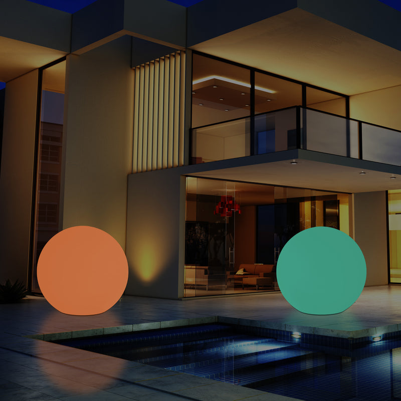 Mains Powered Outdoor Garden Sphere Light, 50cm Multi Colour Globe Orb RGB Floor Lamp