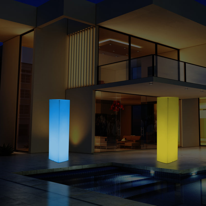 180 cm Tall LED Pillar Plinth Floor Lamp, Outdoor Rechargeable RGB Bollard Column Light