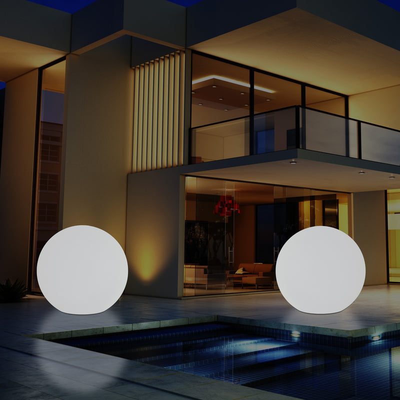Mains Powered Outdoor Garden Sphere Light, 50cm Multi Colour Globe Orb RGB Floor Lamp