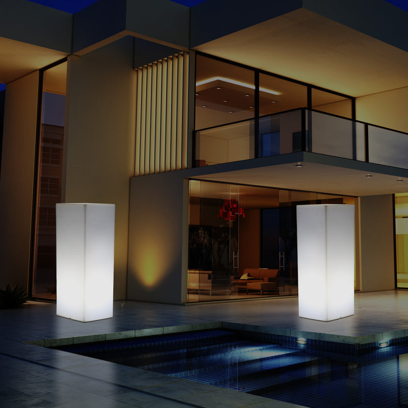 Outdoor Garden LED Plinth Pillar Column Floor Lamp, Mains Powered 5V Bollard, 110 x 30cm