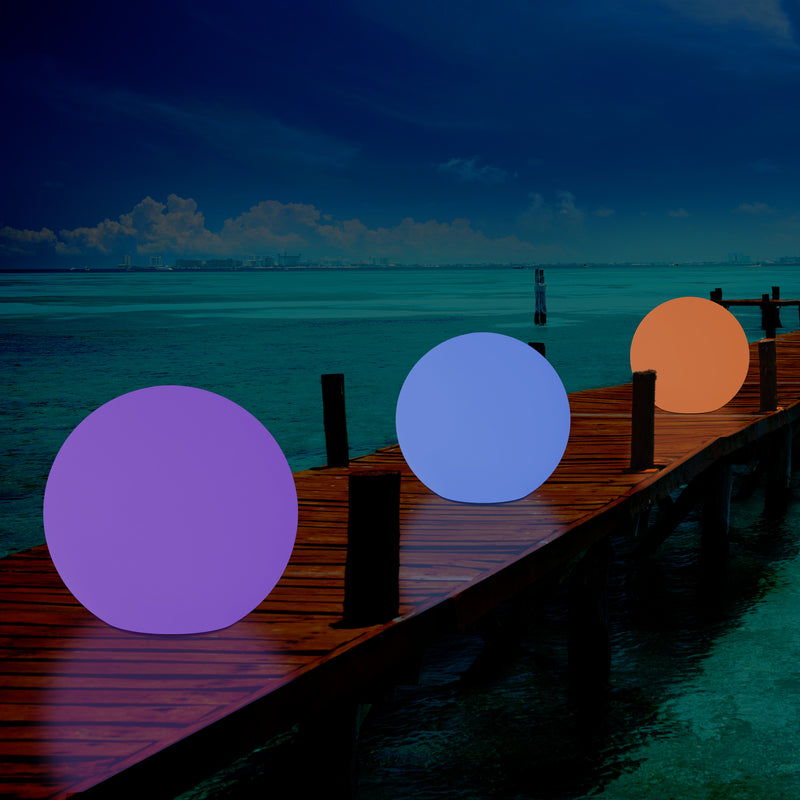 Mains Powered Outdoor Garden Sphere Light, 50cm Multi Colour Globe Orb RGB Floor Lamp