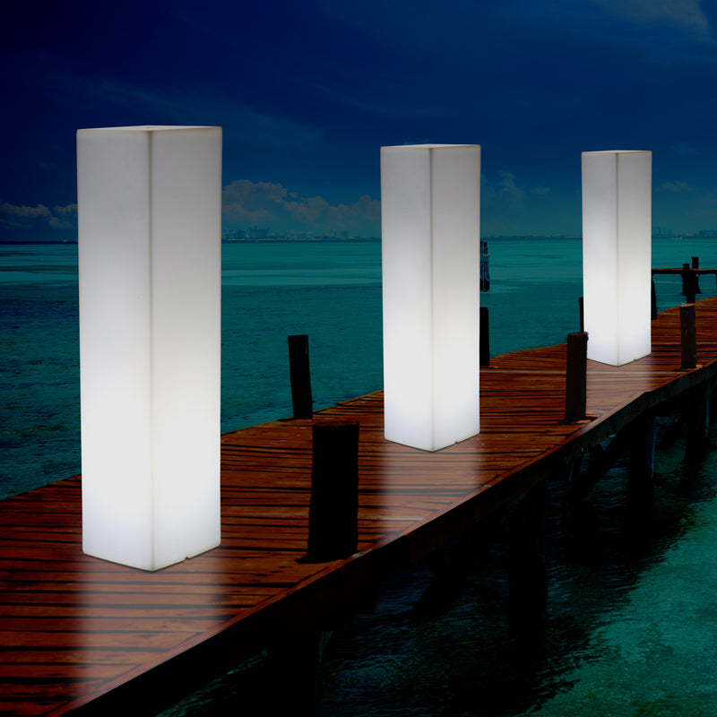 180 cm Tall LED Pillar Plinth Floor Lamp, Outdoor Rechargeable RGB Bollard Column Light