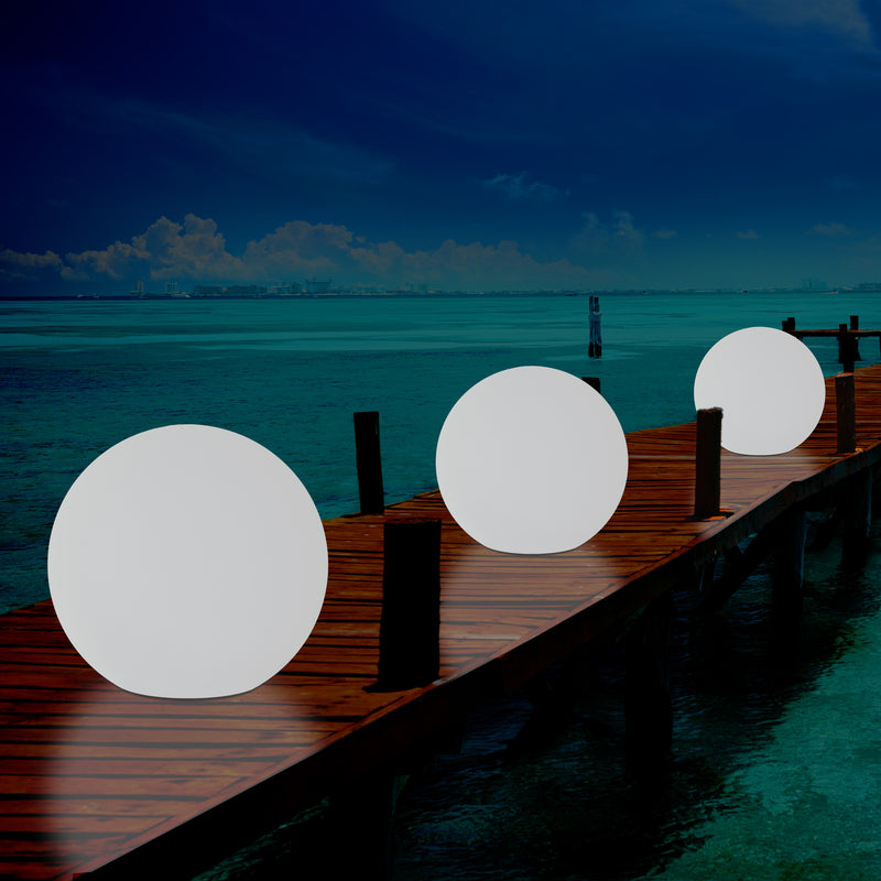 Mains Powered Outdoor Garden Sphere Light, 50cm Multi Colour Globe Orb RGB Floor Lamp