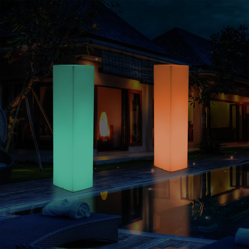 180 cm Tall LED Pillar Plinth Floor Lamp, Outdoor Rechargeable RGB Bollard Column Light