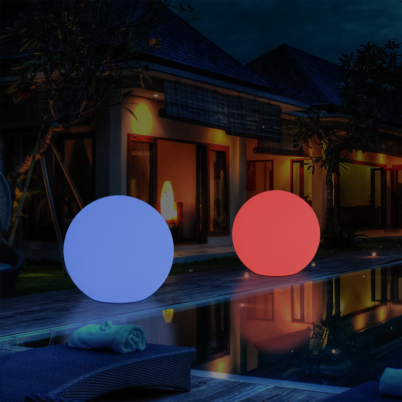 Mains Powered Outdoor Garden Sphere Light, 50cm Multi Colour Globe Orb RGB Floor Lamp