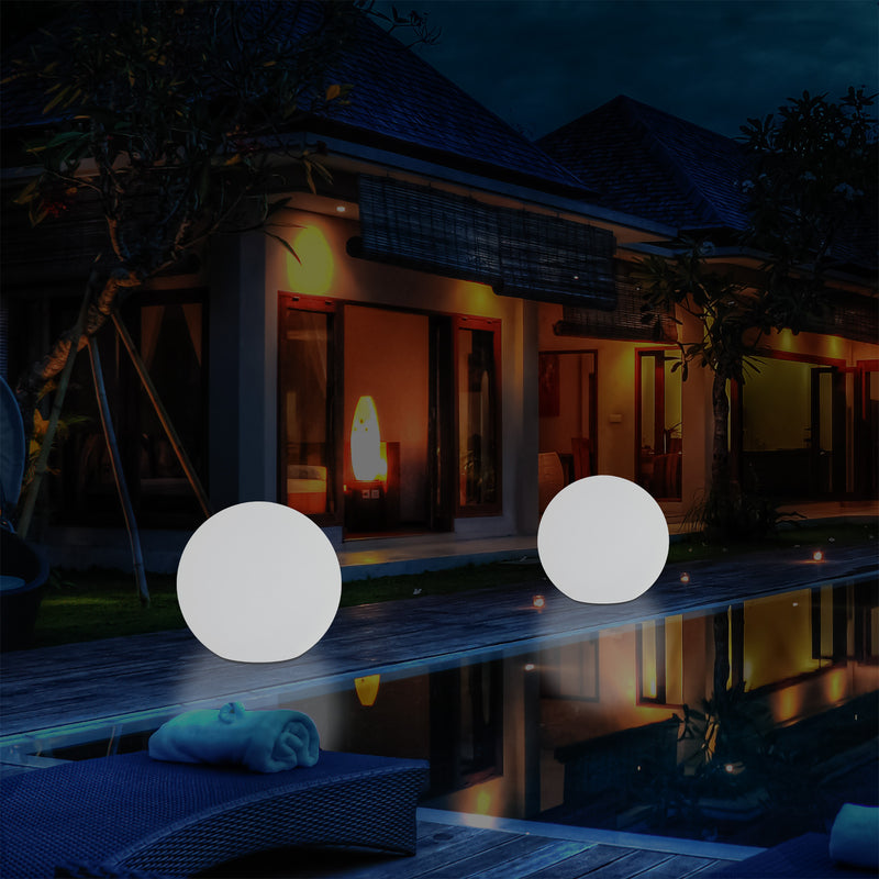 External Garden Ball Floor Lamp, Mains Powered Dimmable RGB Patio Lighting, 40cm 400mm