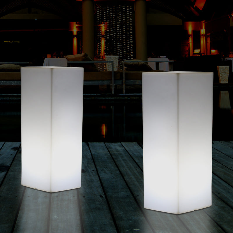 LED Pillar Plinth Column Floor Lamp, Wireless Outdoor Garden Patio Lighting, 110 x 30 cm