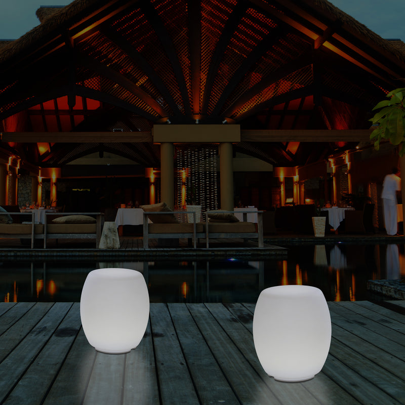 External Garden Colour Changing LED Stool Seat Light, Mains Powered Patio Floor Lamp