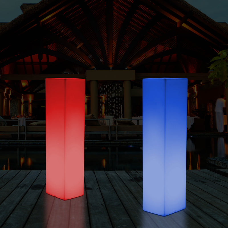 180 cm Tall LED Pillar Plinth Floor Lamp, Outdoor Rechargeable RGB Bollard Column Light