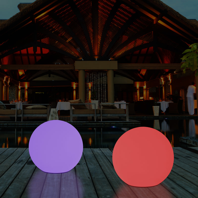 Mains Powered Outdoor Garden Sphere Light, 50cm Multi Colour Globe Orb RGB Floor Lamp