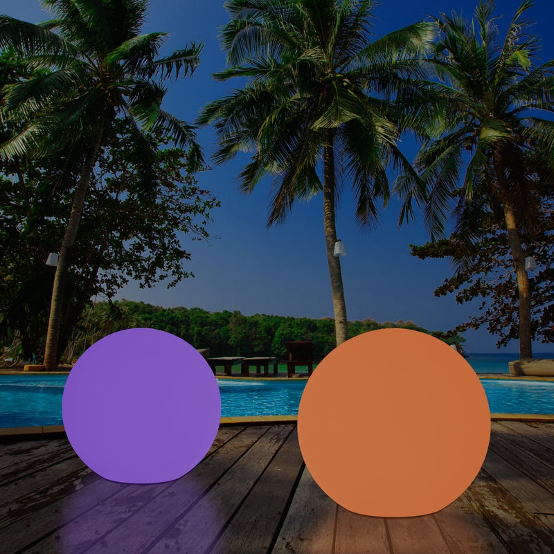 Mains Powered Outdoor Garden Sphere Light, 50cm Multi Colour Globe Orb RGB Floor Lamp