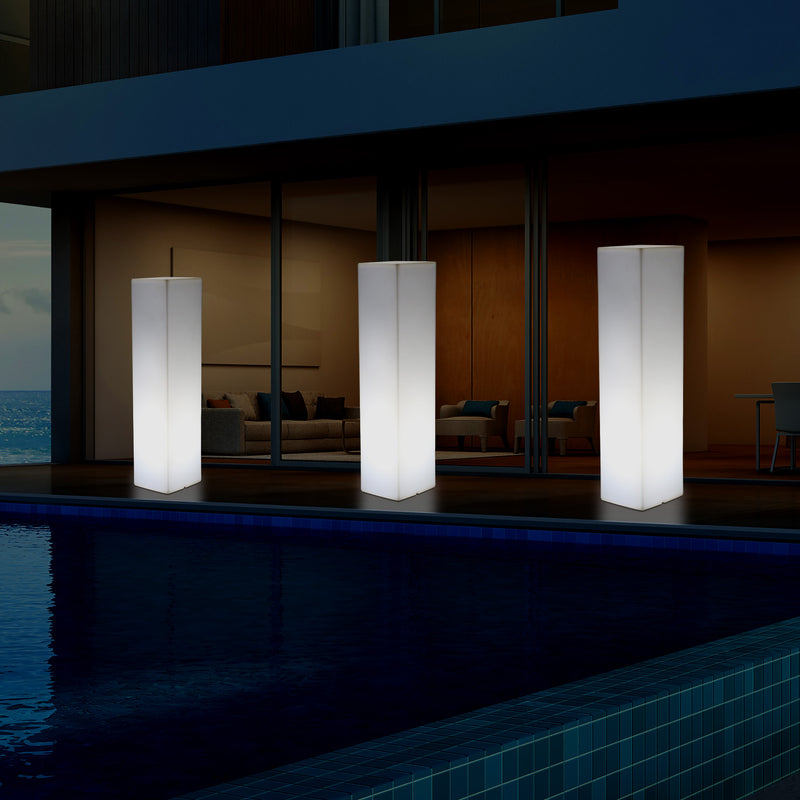 180 cm Tall LED Pillar Plinth Floor Lamp, Outdoor Rechargeable RGB Bollard Column Light