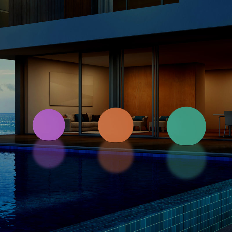 Mains Powered Outdoor Garden Sphere Light, 50cm Multi Colour Globe Orb RGB Floor Lamp