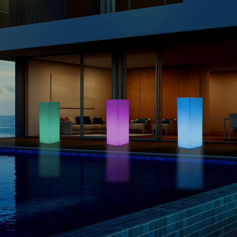 Outdoor Garden LED Plinth Pillar Column Floor Lamp, Mains Powered 5V Bollard, 110 x 30cm