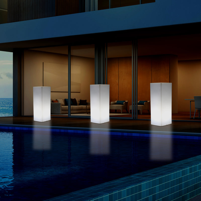 LED Pillar Plinth Column Floor Lamp, Wireless Outdoor Garden Patio Lighting, 110 x 30 cm