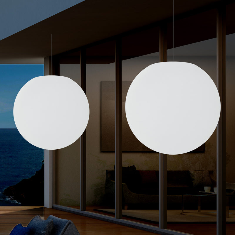 Mains Operated Outdoor Garden Ceiling Light, 50cm LED Sphere Pendant Lamp, Multi Colour