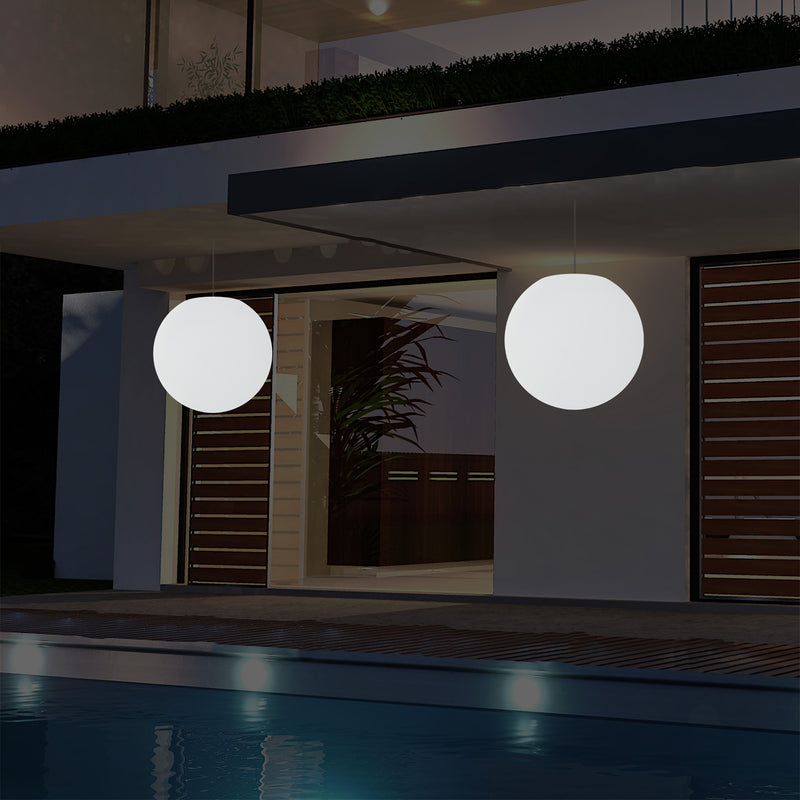 Outdoor Terrace LED Hanging Lamp, Mains Powered 40cm Ball Suspension Lamp, 5V Low Voltage