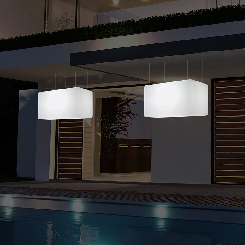 Mains Operated Outdoor Garden Ceiling Light, 55x35 cm LED Linear Island Hanging Lamp, RGB