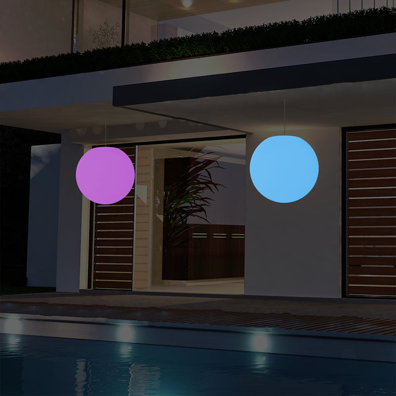 Outdoor Terrace LED Hanging Lamp, Mains Powered 40cm Ball Suspension Lamp, 5V Low Voltage