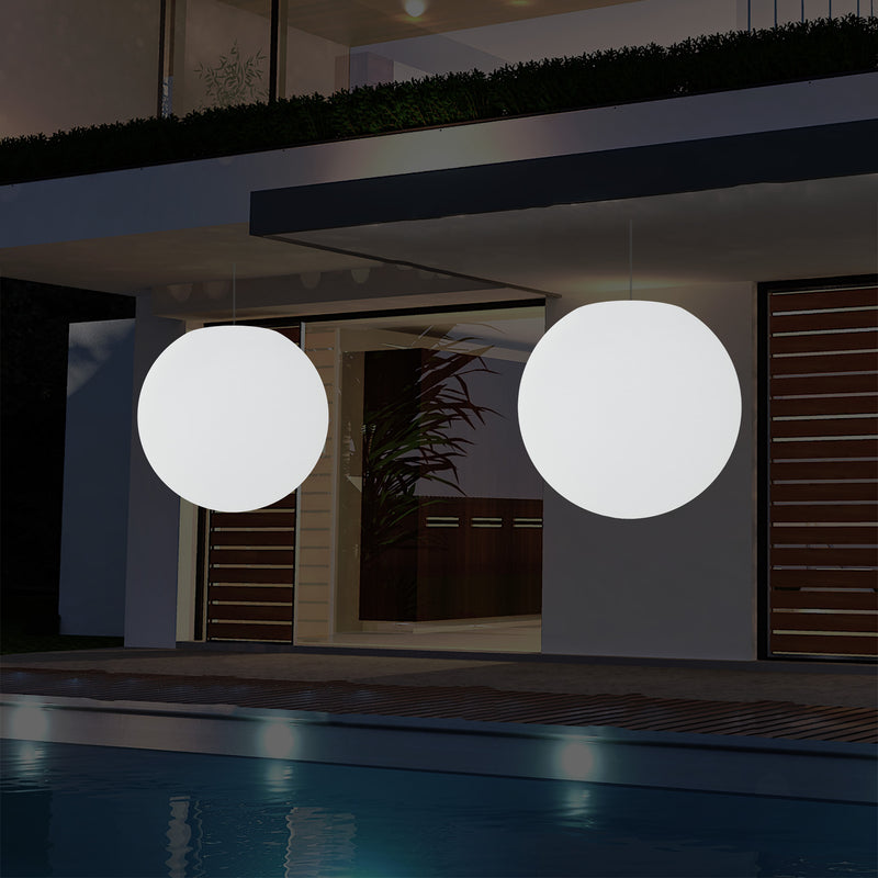 Mains Operated Outdoor Garden Ceiling Light, 50cm LED Sphere Pendant Lamp, Multi Colour